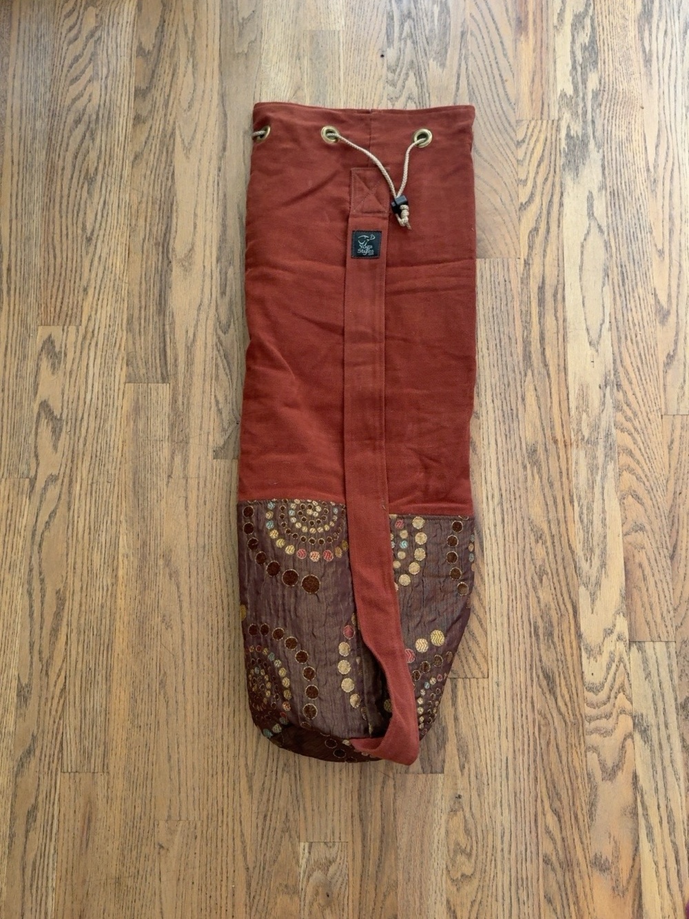 Yoga Style Boho Embroidered Yoga Mat Bag Carrier Rust Brown Shoulder Strap - Picture 2 of 3